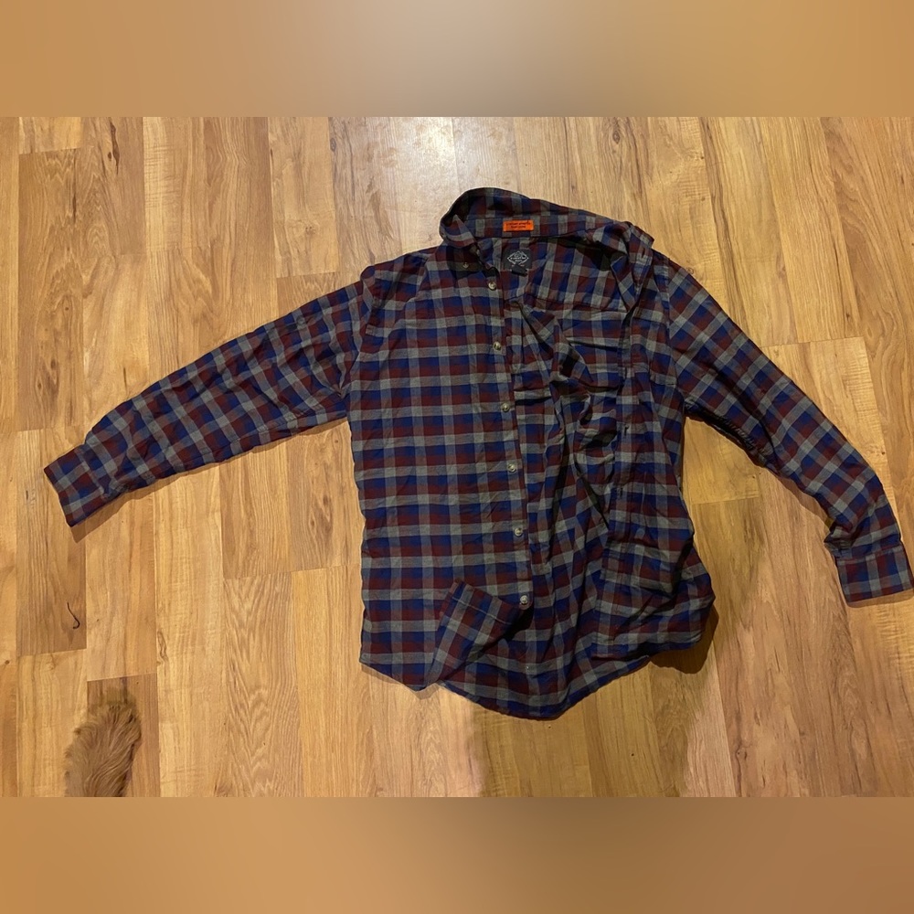 St John's Bay Men's Blue and Red Flannel Shirt